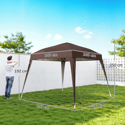 Outsunny Carpa Plegable Marrón 240 x 240 x 250 cm 2