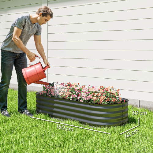 Outsunny Jardinera Exterior Gris 150 x 62 x 30 cm 2