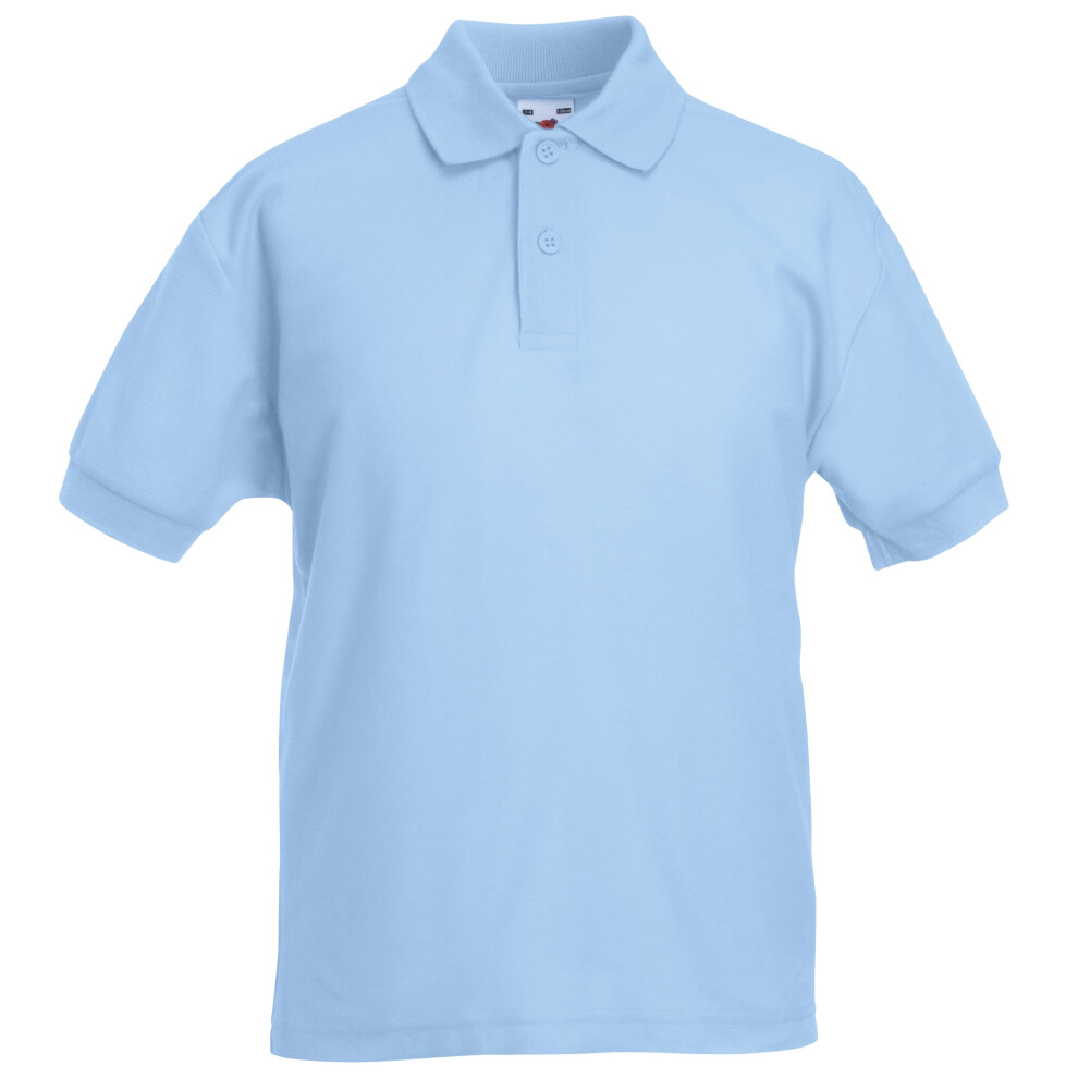 Fruit Of The Loom (9-11, Sky Blue) Childrens/Kids Pique Short-Sleeved Polo Shirt