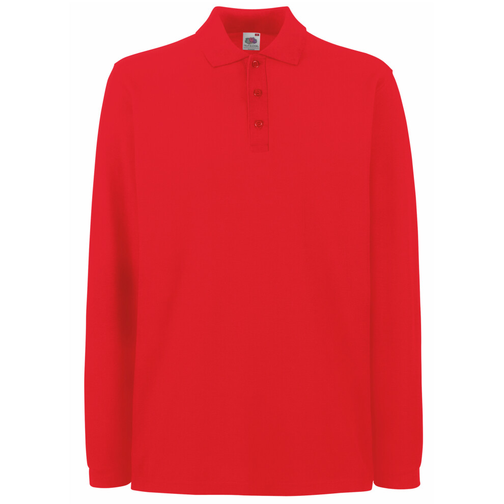 Fruit Of The Loom (Xl, Red) Mens Premium Long Sleeve Polo Shirt