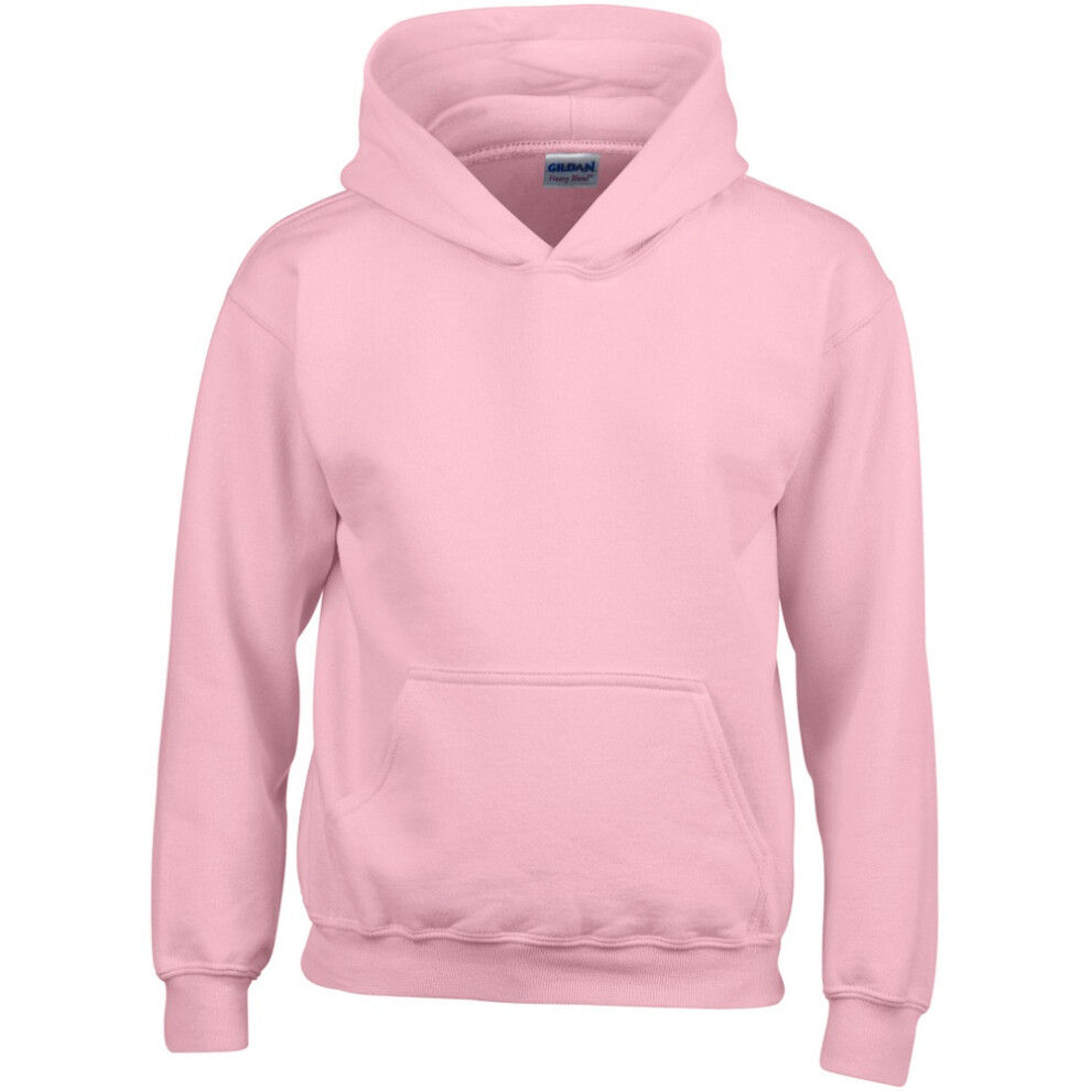 Gildan (M, Light Pink) Heavy Blend Childrens Unisex Hooded Sweatshirt Top / Hoodie