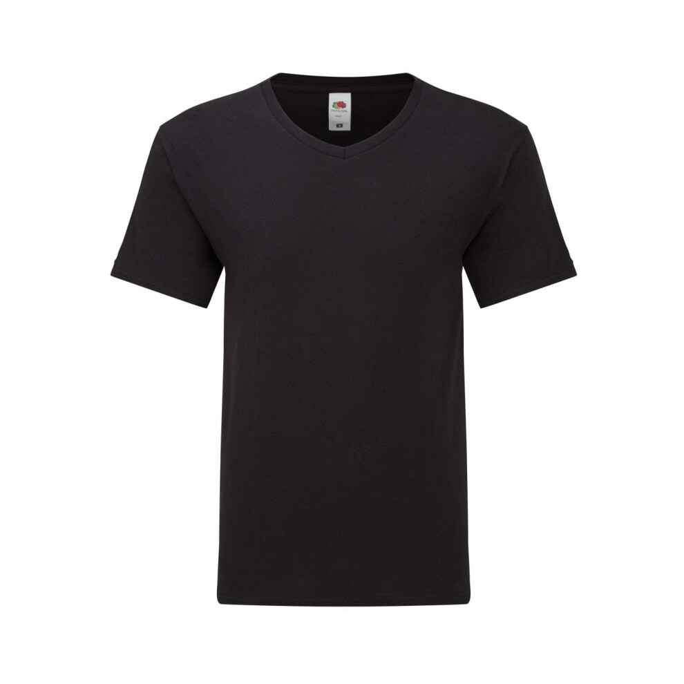 Fruit Of The Loom (L, Black) Mens Iconic 150 V Neck T-Shirt