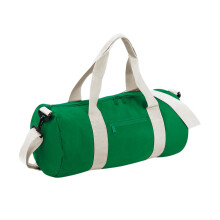 (One Size, Kelly Green/Off White) Bagbase Plain Varsity Barrel / Duffle Bag (20 Litres)