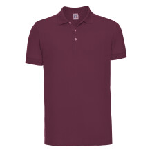 (XL, Burgundy) Russell Mens Stretch Short Sleeve Polo Shirt