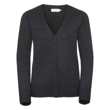 (3XL, Charcoal Marl) Russell Collection Ladies/Womens V-neck Knitted Cardigan