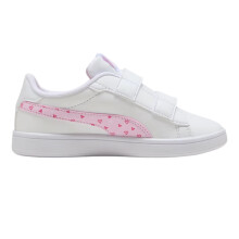 (4 UK Child, White/Pink) Puma Childrens/Kids 3.0 Glitter Flat Trainers
