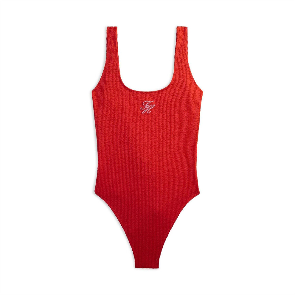 Photos - Swimwear Tommy Hilfiger   Womens/Ladies Textured Crinkle One Piece Swimsuit (8 UK, Fire Red)