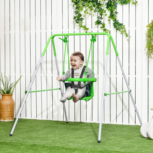 Outsunny Columpio Infantil Verde 122 x 146 x 122 cm 1