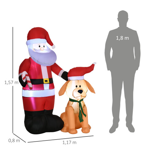Outsunny Papá Noel Inflable Multicolor 117 x 80 x 157 cm 2