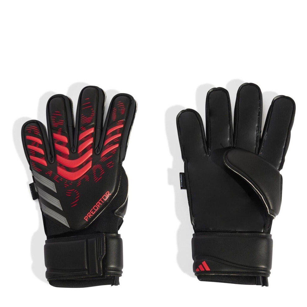 Photos - Goalkeeper Gloves Adidas   Unisex Adult Predator Match Fingersave  (9, Black/Red)