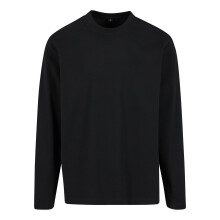 (3XL, Black) Build Your Brand Mens Sorona Loose Long-Sleeved T-Shirt