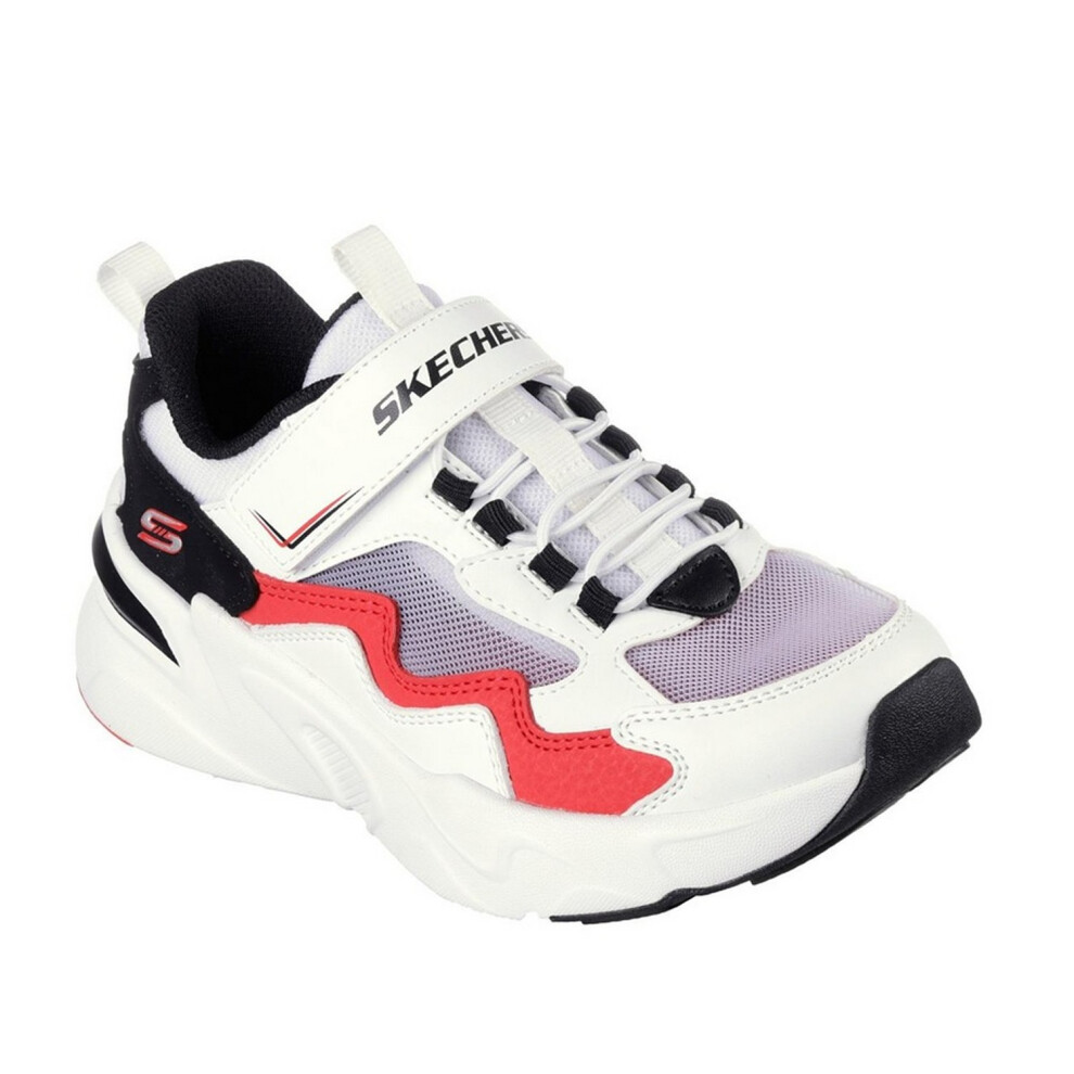 Skechers (4 Uk, White/Red/Black) Childrens/Kids Mesh Trainers