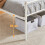 White Single Metal Bed Frame w/ Headboard Solid Slatted Base for Adults Teenager 5