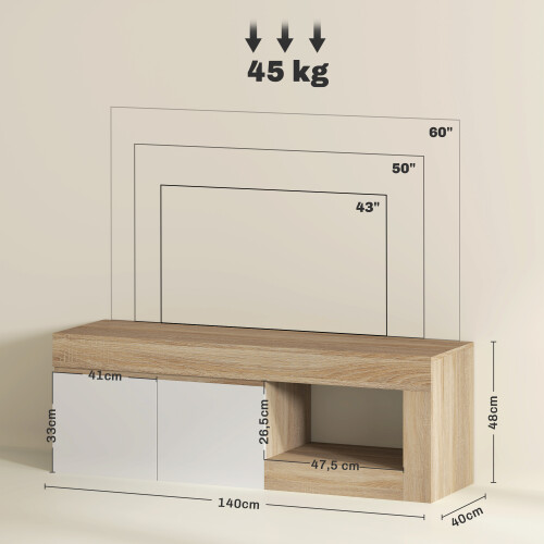 Homcom Mueble de TV Bicolor 140 x 40 x 48 cm 2