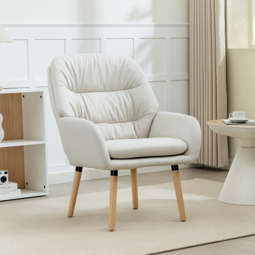 Homcom Butaca de Salón Beige 68 x 74 x 89 cm 1
