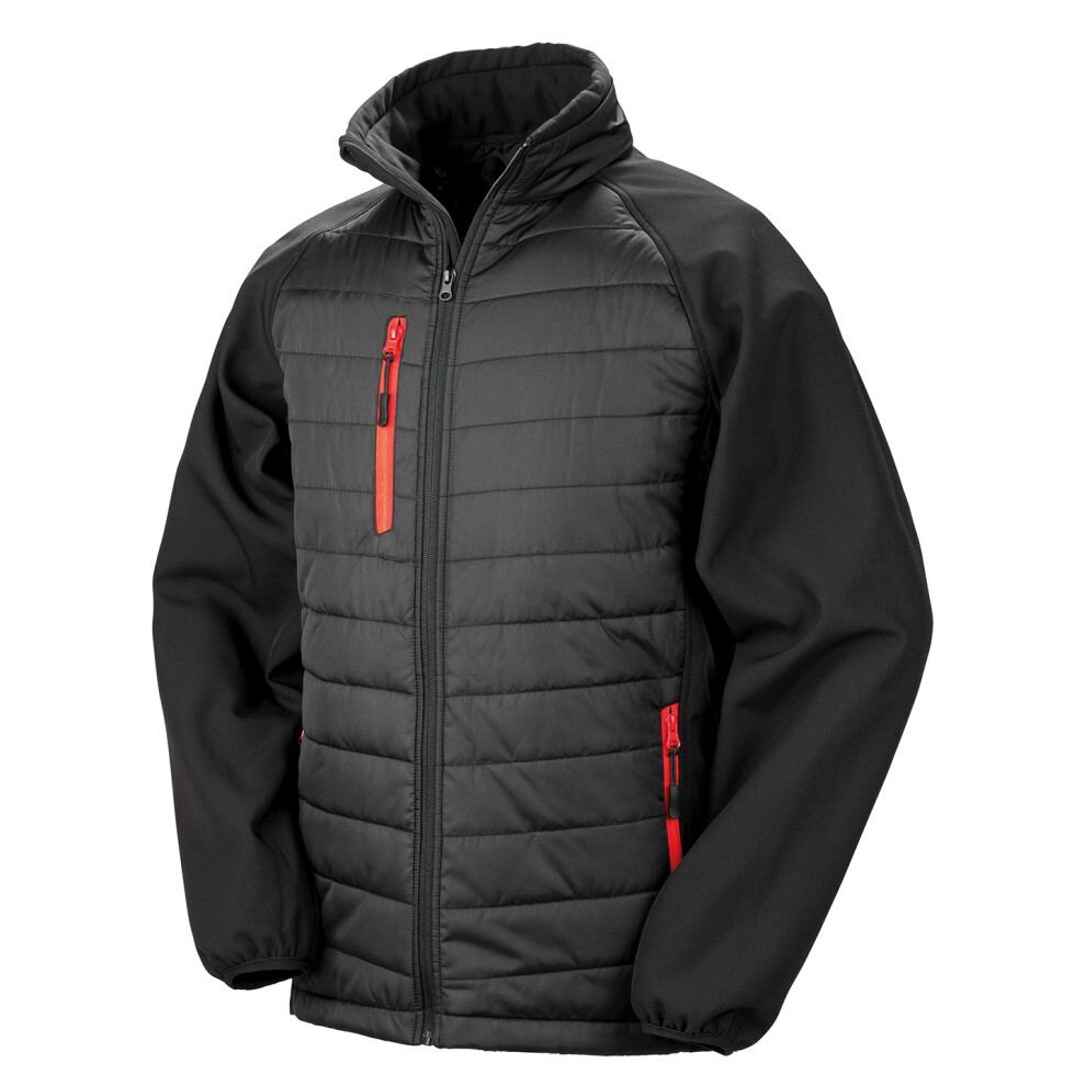 Result (L, Black/Red) Unisex Adult Compass Softshell Padded Jacket