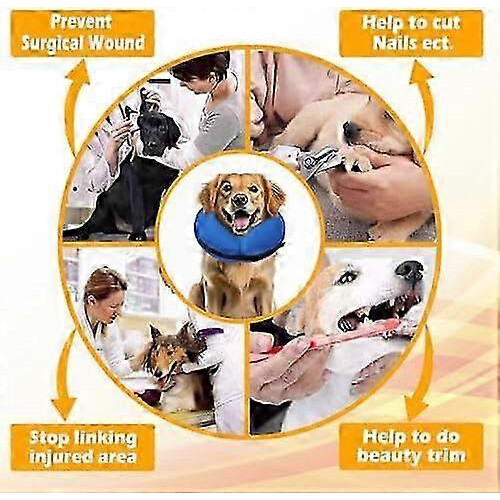 (Blue, XL) Inflatable Dog Collar Surgery Cone - Quick Release Adjust Fit Stop Stitch Bite Lick Wound 2