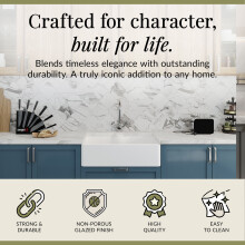 Fireclay 795mm 1 Bowl Butler Kitchen Sink - Tap Ledge with Mono Mixer Tap & Waste - Ceramic Kitchen Sink & Tap