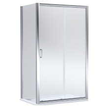 Balterley Ellenhall Sliding Shower Door with 6mm Glass, Side Panel & 1200x800mm Shower Tray, Chrome/White