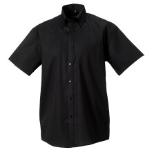 (15inch, Black) Russell Collection Mens Short Sleeve Ultimate Non-Iron Shirt
