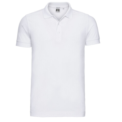 Russell (M, White) Russell Mens Plain Stretch Polo Shirt