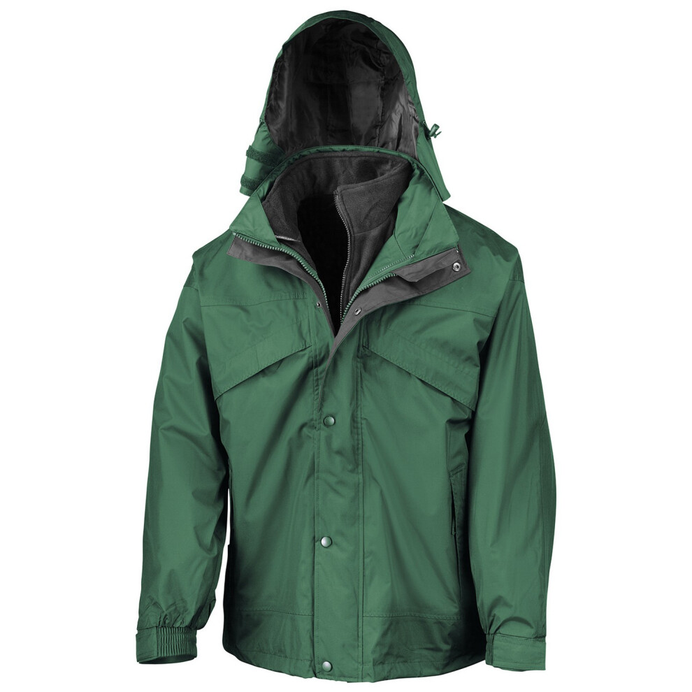 Result (L, Bottle Green/Black) Mens Fleece Lined 3 In 1 Waterproof Jacket