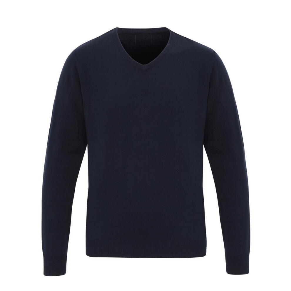 Premier (M, Navy) Mens Essential Acrylic V Neck Sweatshirt