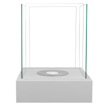 Freistehender Bioethanolkamin Sunset Garden Grau Matt - Moderner Design-Kamin mit Sicherheitsglas, 2 kW, 1 L Brenner