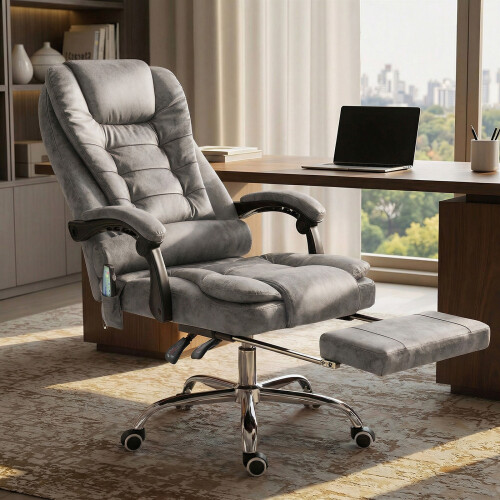 Vinsetto Vinsetto Heated 6 Points Vibration Massage Executive Office Chair Grey 1