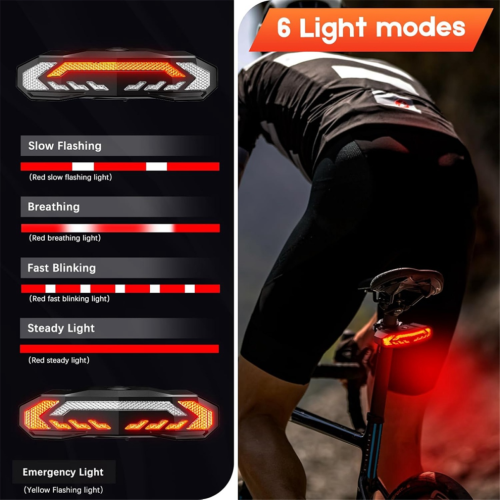 Smart bicycle rear light with turn signals and brake light with remote control 1