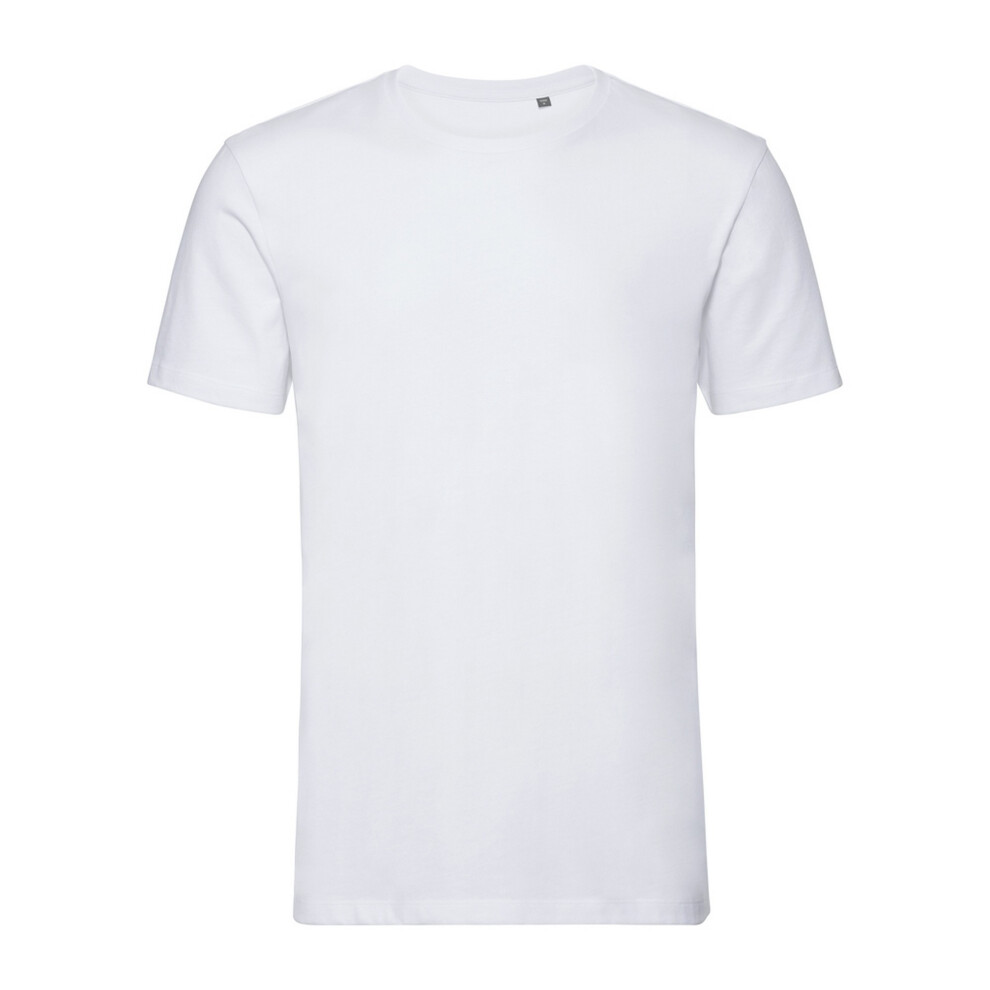 Russell (M, White) Mens Authentic Pure Organic T-Shirt