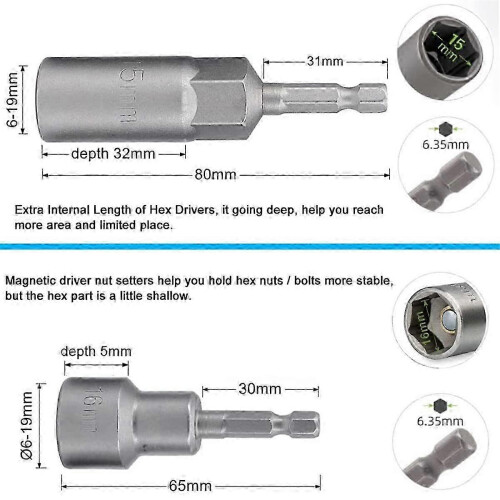 Impact Ready Magnetic Nut Driver Bit Set 6mm to 19mm 1