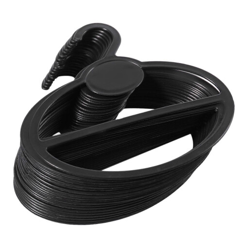 60x Porta sciarpe, scialli e cravatte ovali in plastica, organizer e appendiabiti, colore nero 1
