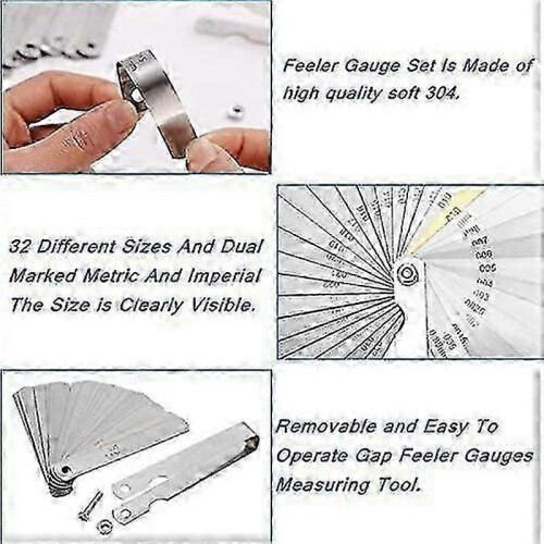32 Blade Metric Feeler Gauge Set Precision Measuring Tool 2