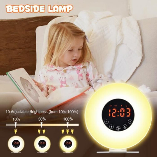 Sunrise Alarm Clock - POPSPO - Digital Alarm Clock with Light - Sunrise and Sunset Simulation - Snooze Function 2
