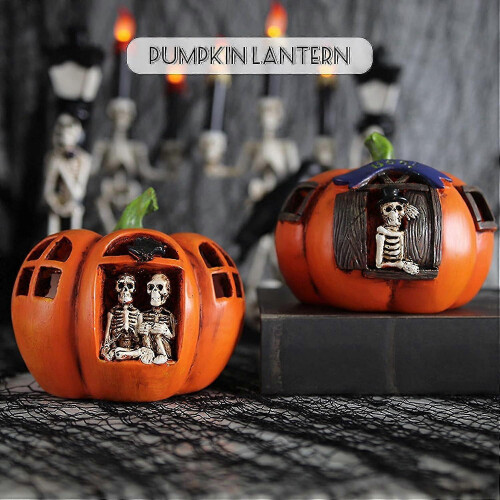 Creative LED Resin Hollow Skull Pumpkin Halloween Lamp 2