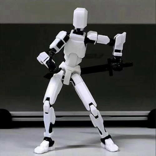 2X Fullt ledad 3D-utskriven robot actionfigur vit för stop motion-animation 2