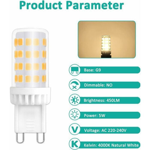 Λαμπτήρας LED G9 - Χωρίς Όνομα - 5W - 4000K Ουδέτερο Λευκό - 30.000h - Εξοικονόμηση Ε 2