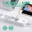 Surge protector power strip with 4 outlets + 4 USB Type E ports, 10A 2500W, 2m cable - White 2
