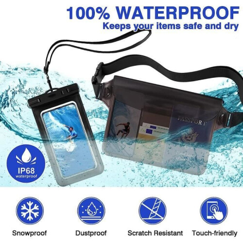 Αδιάβροχη θήκη smartphone 2 σε 1 - ROSEDO - ROSEDOES - Κολύμβηση - Μαύρη 2