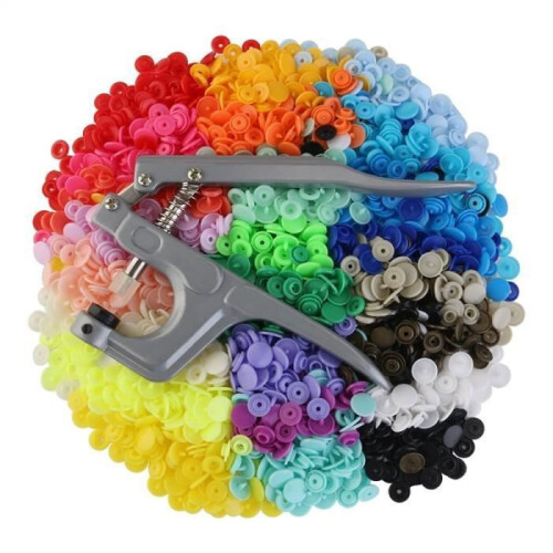 Professional Snap Fastener Pliers and Setting Kit, 360pcs T5 Aligner Poppers, Plastic Buttons 2