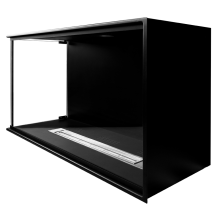 Bioethanol Einbaukamin BIO-EKO Eckkamin links 80x50 cm, Sicherheitsglas, 0,7 l Brenner, TÜV-zertifiziert, Schwarz matt