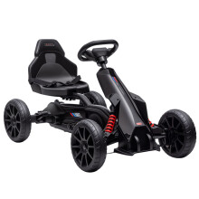 Kids Pedal Go Kart, with Adjustable Seat, EVA Wheels, Seat, Handbrake - Black
