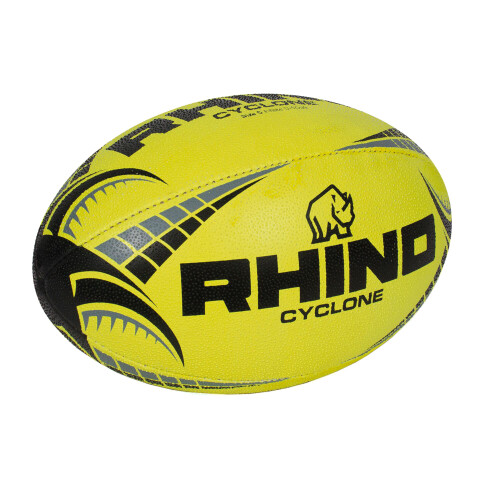 (4, Fluorescent Yellow) Rhino Cyclone Rugby Ball 1