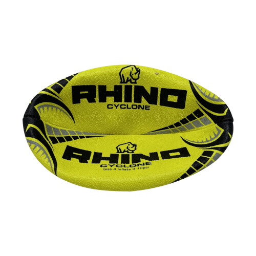 (4, Fluorescent Yellow) Rhino Cyclone Rugby Ball 2