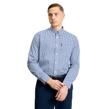 (S, Dark Blue) Ben Sherman Mens Signature Gingham Long-Sleeved Shirt