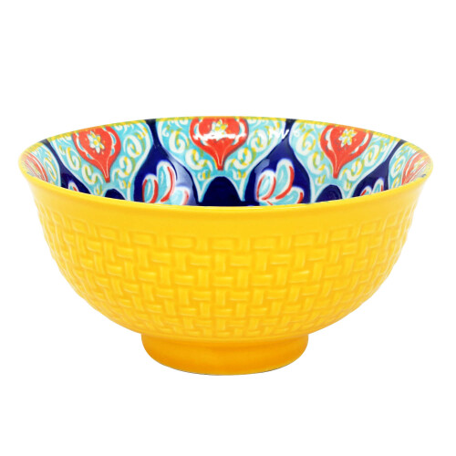 Dessert Bowl Stoneware Yellow Mandala 12cm Snacks Pudding Bowl Decorative 2pcs 1