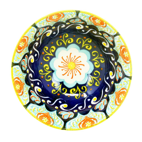 Dessert Bowl Stoneware Yellow Mandala 12cm Snacks Pudding Bowl Decorative 2pcs 2