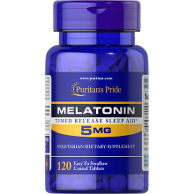 Melatonina 5 mg com Vitamina B-6 120 Comprimidos revestidos Puritans Pride