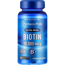 Biotin 10000 mcg 100 cápsulas moles de libertação rápida Puritans Pride